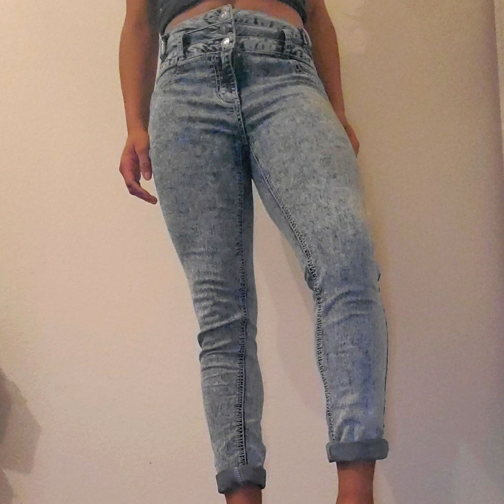 Bright blue wash pants